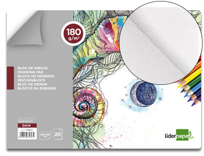 Bloc dibujo Liderpapel Artístico encolado 230x325mm. 20 hojas 180 g/m² sin recuadro